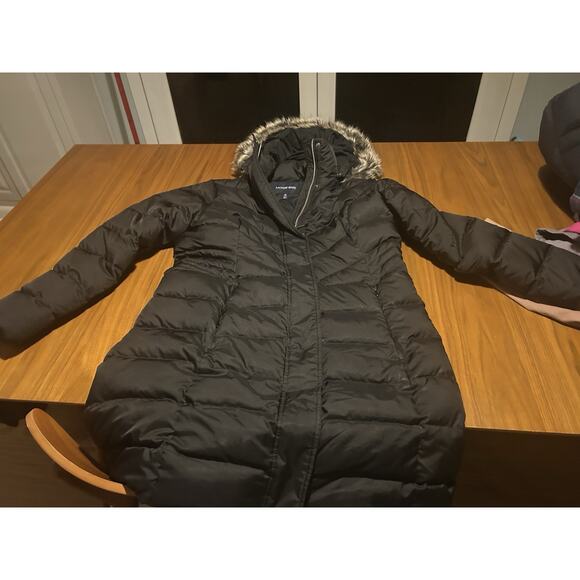 Lands End Puffer Jacket Womens M Black Down Fill Longline Winter Coat - Picture 4 of 4